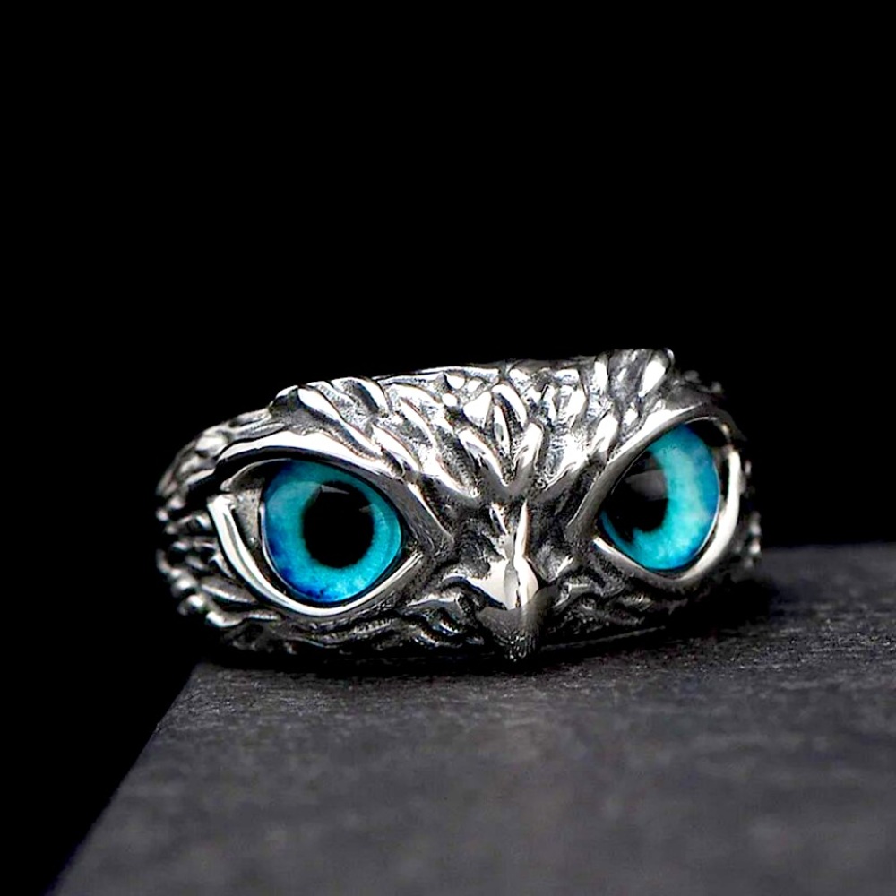 Evil blue eyed owl🦉💍 adjustable ring - Picture 7 of 11